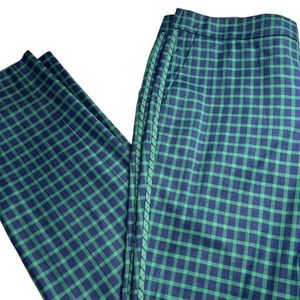 Lafayette 148 Manhattan Slim Pants Navy Green Plaid Preppy Academia Schoolgirl